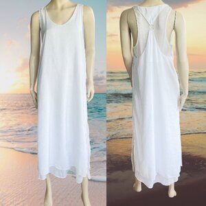 Zara White Layered Racer Back Maxi Dress Sz L NWOT​​​